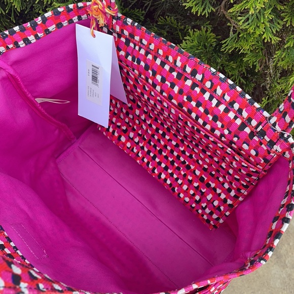 Kate Spade pink & red large bow fabric tote - Picture 6 of 11
